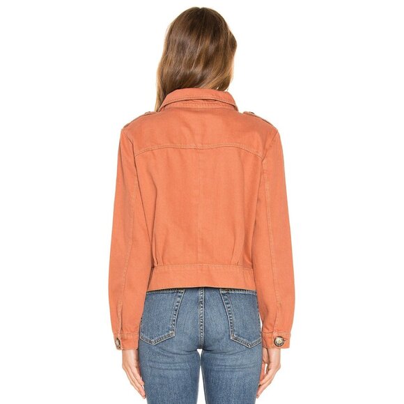 Free People Eisenhower Denim Jacket Boxy Fit Terracotta Orange Small - Picture 5 of 15
